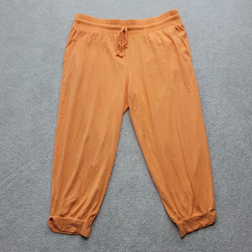 AnyBody Womens Large Orange Pull On Capri Pants Elastic Waist Drawstring Casual